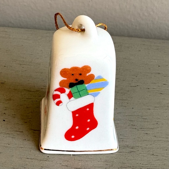Vintage Lillian Vernon 1986 Porcelain Bell Christmas Ornament 2" Lot of 3 White - Picture 7 of 15